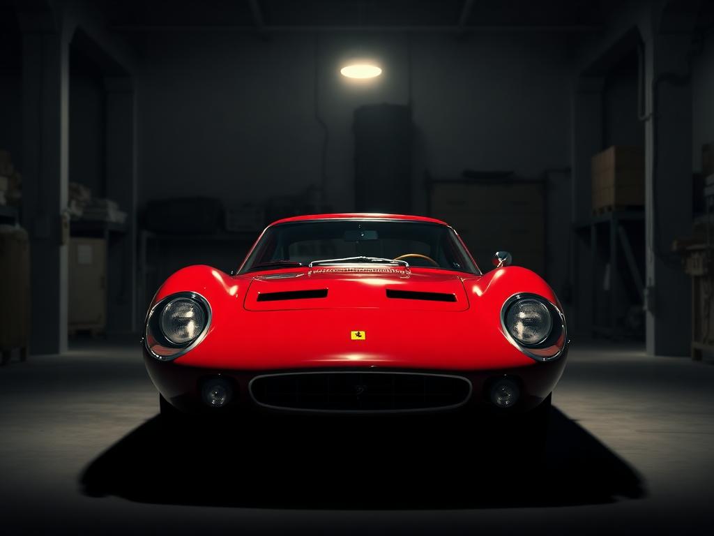 Vintage Ferrari 250 GTO in a private collector warehouse